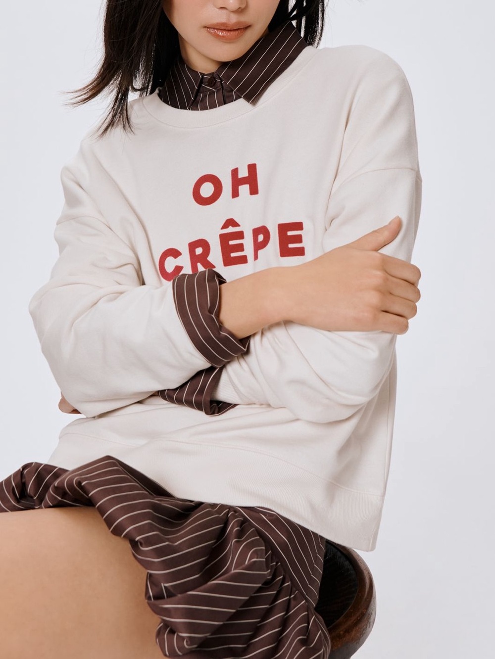 🇫🇷Anthroplogie Long-Sleeve Sweatshirt Maeve Novelty Oh Crêpe NEW Large - Picture 3 of 13